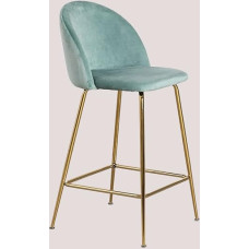 SKLUM Kana Design Velvet High Stool Steel 65 cm Golden Fir Green