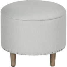 Cortesi Home HOSTA Sitzhocker mit Stauraum, rund, Leinen, 48 cm, Beige