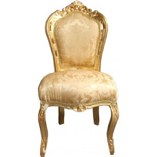 Casa Padrino Baroko valgomojo kėdė Gold Flower Pattern / Gold without Armrests - Antikvariniai baldai