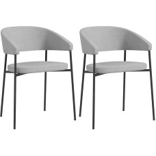 HOMCOM Esszimmerstühle 2er Set Küchenstuhl Stahlbeine Gepolsterter Sitz in Leinenoptik für Esszimmer Wohnzimmer Küche Hellgrau
