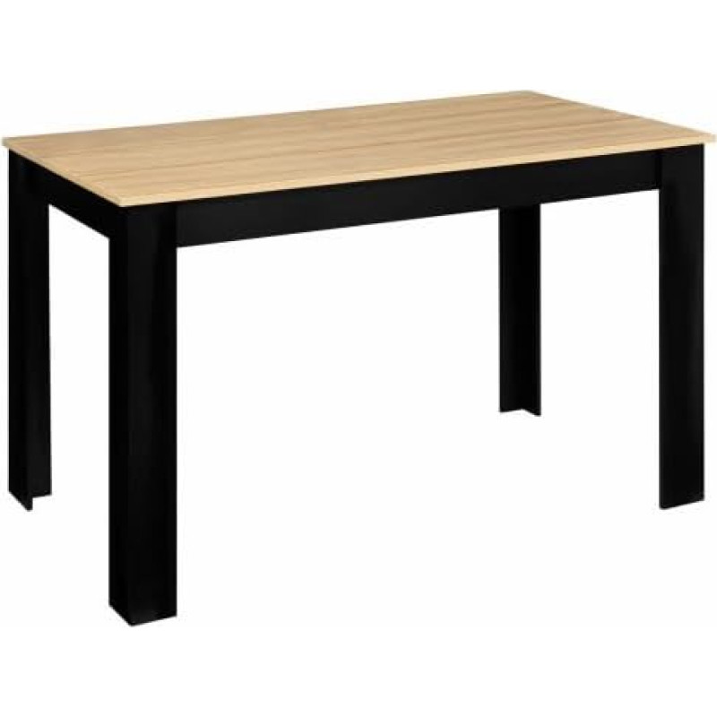 IDMarket - Rozy Rectangular Dining Table for 6 Seater Black Beech Effect Top 110cm