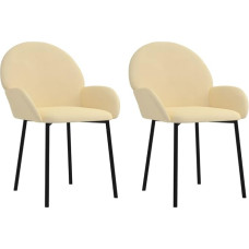 vidaXL valgomojo kėdės, 2 kėdžių rinkinys, valgomojo kėdės su porankiais, valgomojo kėdė, virtuvės kėdė, metalinis/plyšinis rėmas, valgomojo kėdė, virtuvė, kreminis aksomas