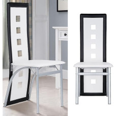 TUITUI 4 valgomojo kėdžių rinkinys 58 cm aukštos atlošo valgomojo kėdės PU odos modernios virtuvės kėdės 42,5×42×101,5 cm (balta-juoda)