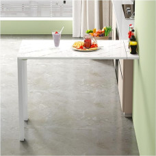 Solid Wood Folding Dining Table with Metal Legs, Wall Mounted Kitchen Table for Small Spaces, Large Extendable Table Top with Rounded Corners, Floating Dining Table for 4 Space Saving Furniture