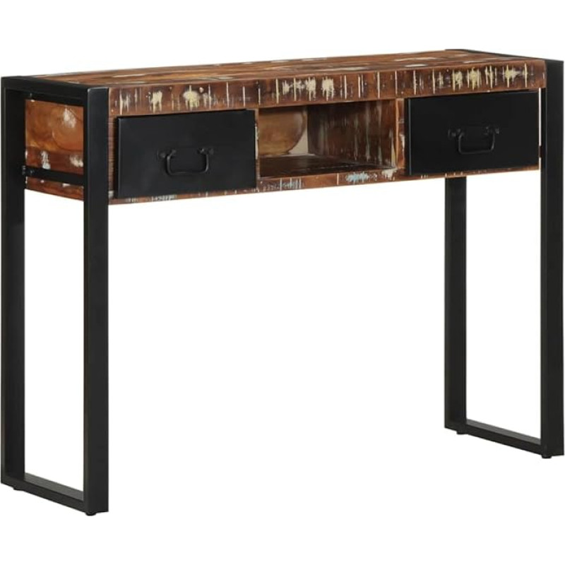 Gecheer Console Table Side Table Hallway Table Exhibition Table Multicoloured 100 x 35 x 75 cm Solid Wood Reclaimed Wood
