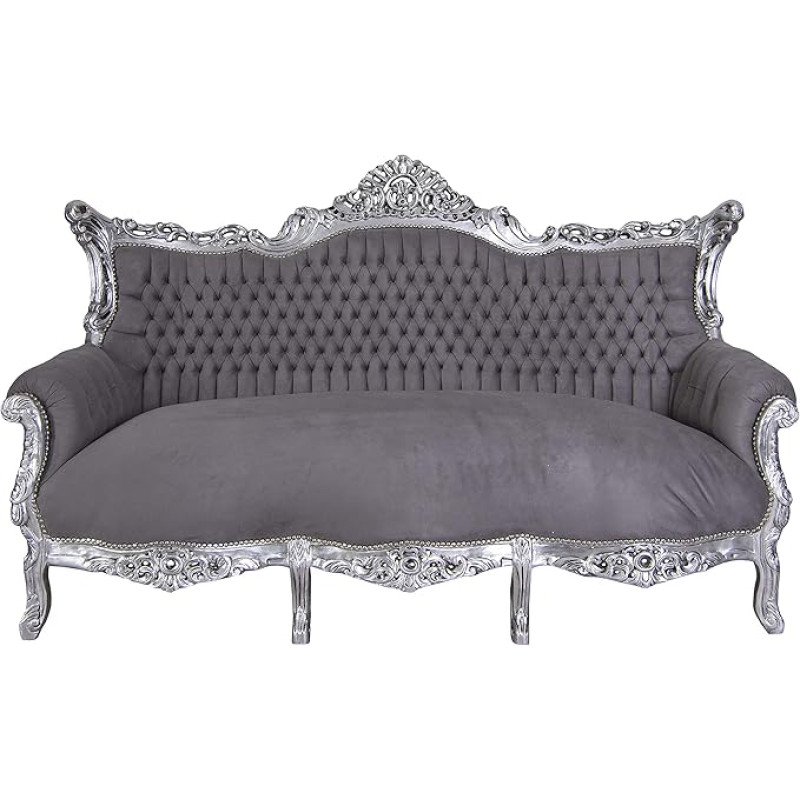 Splendid Baroque Sofa Sofa Salon Silver Grey Antique Bench 200 cm