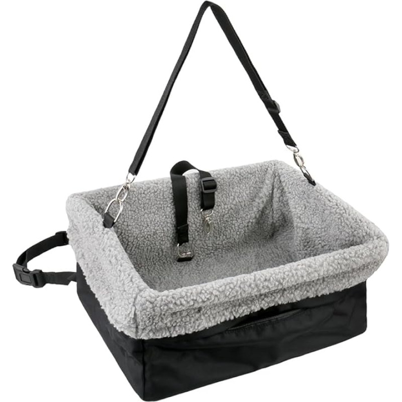 Devoted Doggy Metal Frame Construction Pet Booster Seat with Zipper Storage Pocket, Black/Grey