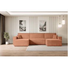 ALTDECOR Ecksofa mit Schlaffunktion und Bettkasten Corner Sofa Eckcouch Couch U-Form universal, Links/rechts Schlafcouch Ausziehbar Wohnlandschaft Schlafsofa Celtic-XLU - 377x143x83cm Rosa