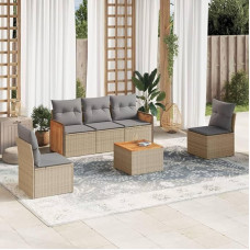 Homgoday Gartensofa-Set 6-teilig mit beigefarbenen Kissen aus Polyrattan, Lauko sofos sodui, sodo baldų komplektas, sodo baldų komplektas Tipas3259938