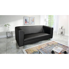 Kuechen-preisbombe Elegantiška Čikagos 3-viečių poilsio sofa iš dirbtinės odos, juoda, minkšta sofa
