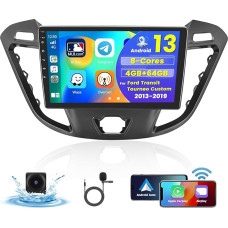 [8Cores 4G + 64G] Hikity Car Radio Android 13 for Ford Transit Tourneo Custom 2013-2019 9 Inch Touch Display Radio with 1280 x 720 Pixel 32EQ FM RDS Wireless Carplay Android Car GPS Navigation Rear