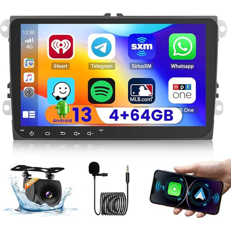 Hikity [4+64GB] Android 13 Autoradio, CarPlay Android Auto Wireless, für VW Golf 5 6 Passat Polo Tiguan Touran Caddy Škoda Radio, Bildschrim 9