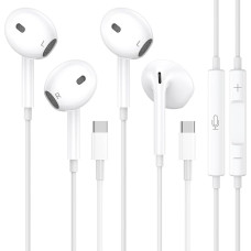 USB-C-Kopfhörer, USB-Typ-C-Kopfhörer für iPhone 16, HiFi-Stereo, Geräuschunterdrückung mit Mikrofon und Lautstärkeregler für iPhone 16, 15, iPad Pro, Galaxy S23/S22/S21/S20/Ultra Note 10/20, Pixel