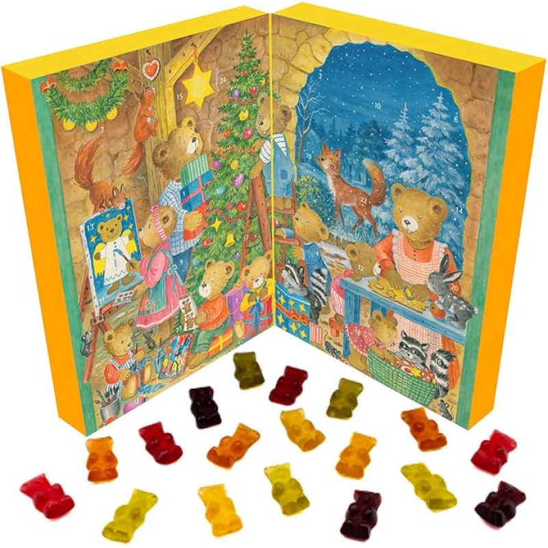 Hallingers Bärchen - Gummy Bears Advent Calendar Handmade with Fruit Juice Bears Gift for Children and Adults (Box) - Fill Advent Calendar Novelties & Advent Calendar | Congratulations Hanukkah