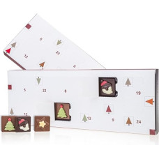 Advent Calendar White Snow - Chocolate - with 24 Chocolate Plates | Chocolate Advent Calendar | Alcohol-Free | for Young and Old | Christmas Calendar for Family | Chocolate | Adults | Children