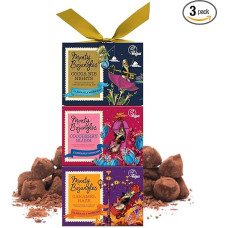 Monty Bojangles Vegan Truffle Chocolates with Cocoa (3 x 100 g) - 3 Luxurious Vegan Chocolate Boxes - Caramel Haze, Cocoa Berry Blush, Cocoa Nib Nights - Vegan Chocolate Gift