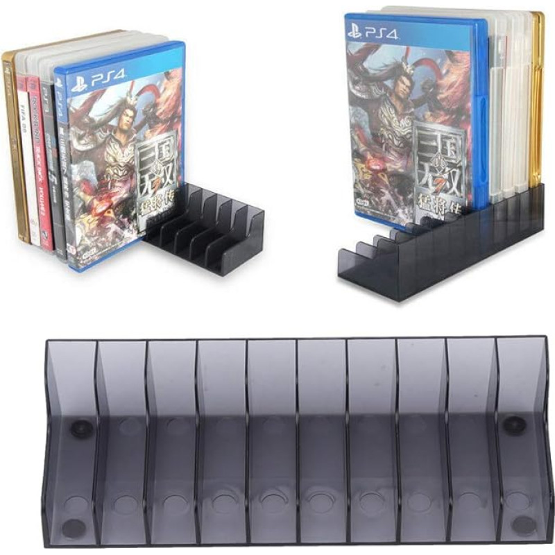 Žaidimo kortelė CD DVD saugojimo stovas Atvira lentyna 2 Pack Universal Playing Card Box Film Shelf Organizer for Blu-Ray Video Game Cases CD VHS Cassette