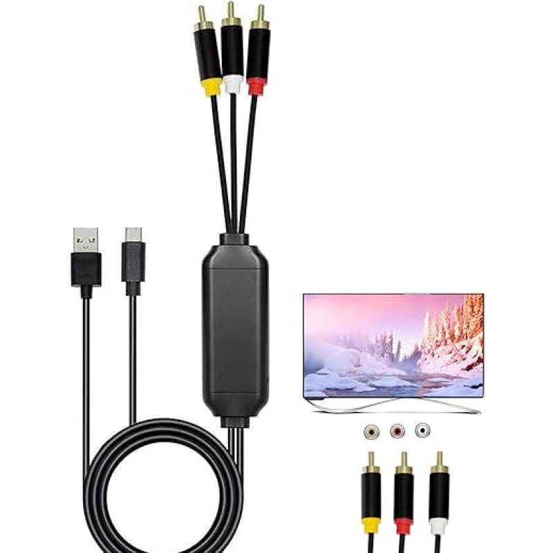 USB C į RCA kabelį Garso Aux adapteris 6 pėdų C tipo į RCA garso kabelį USB C vyriškos lyties į 3RCA vyriškos lyties Splitter Audio Video AV adapterio kabelis televizoriui/Mac/PC