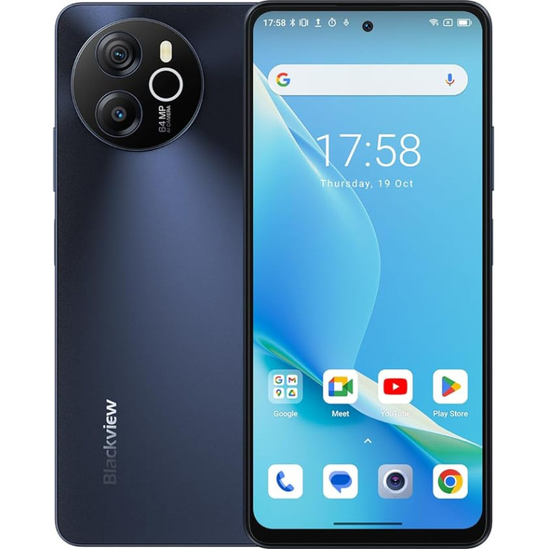 Blackview Shark 8 išmanusis telefonas be sutarties, 16GB + 256GB, 6,78 colių FHD+ 120Hz, 64MP + 13MP kamera, 33W greitasis įkrovimas, trys kortelių lizdai, 