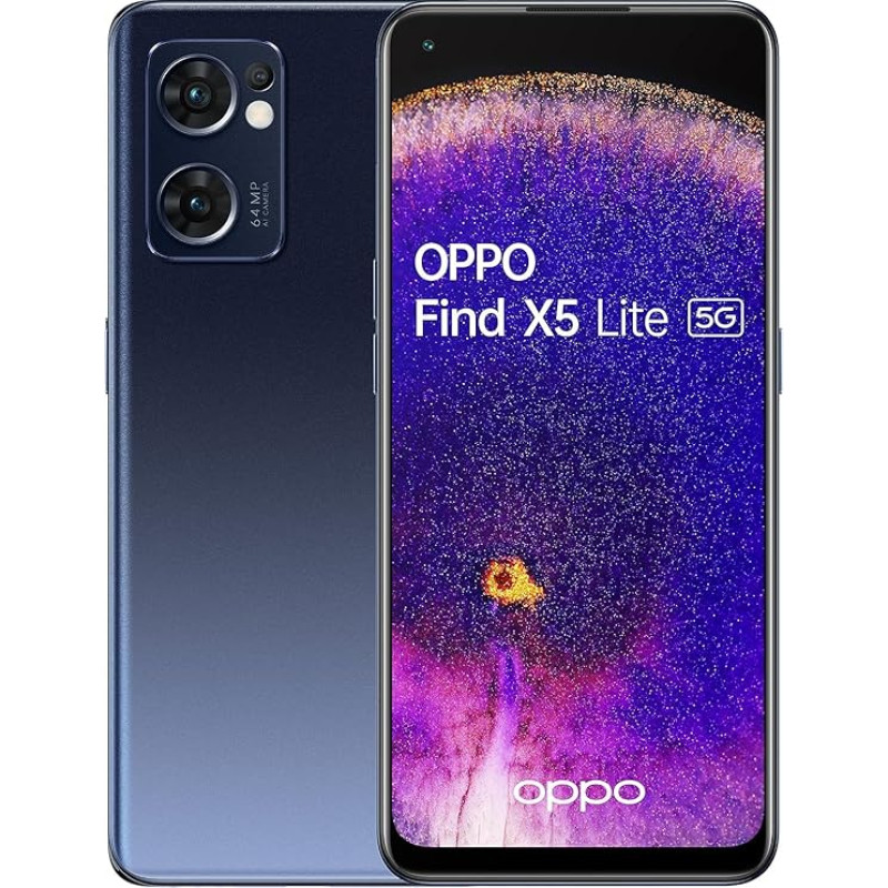 OPPO Find X5 Lite išmanusis telefonas 256GB, 8GB RAM, dvi SIM kortelės, juodas