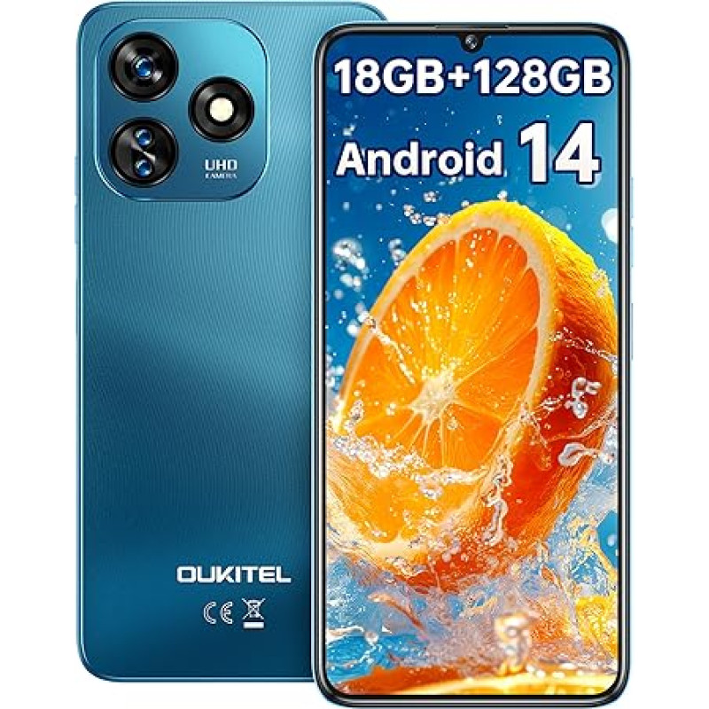 OUKITEL C51 (18GB + 128GB) išmanusis telefonas be sutarties - 6,8 colių 90Hz 