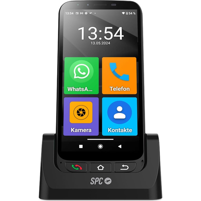 SPC Zeus 4G Pro + dėklas - išmanusis telefonas senjorams | Paprastas režimas su XXL simboliais | SOS mygtukas, nuotolinis konfigūravimas | 4 GB RAM, 64 GB ROM, 