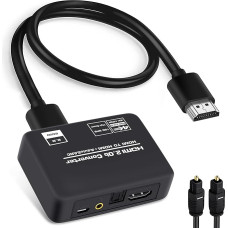 4K @ 60Hz HDMI garso ištraukimo dalytuvo keitiklis, HDMI į HDMI + optinis Toslink SPDIF + 3,5 mm stereofoninis analoginis garsas, HDMI 2.0b garso įterpiklis, skirtas PS5, Xbox su optiniu skaitmeniniu kabeliu