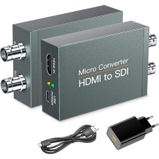 SHUITING HDMI į SDI konverteris, HDMI į 3G-SDI/HD-SDI, Garso įterpimo įrenginys, 2 būdų SDI konverteris, dvigubas SDI išvesties adapteris, palaikantis 1080P fotoaparatą, skirtą namų kinui