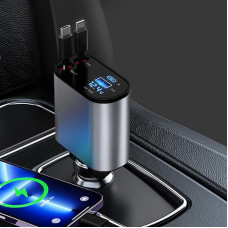 Ištraukiamas automobilinis įkroviklis, 100 W cigarečių žiebtuvėlis, USB C automobilinio įkroviklio adapteris, greitasis mobiliojo telefono įkroviklis, ištraukiamas automobilinis įkroviklis su 2 paslėptais laidais, suderinamas su iPhone/Sumsang/Huawei