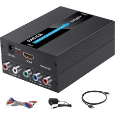 EASYCEL HDMI ir komponentinio (YPbPr / RGB / 5RCA) keitimo keitiklis (su keitimo funkcija, aliuminis), HDMI įvesties ir komponentinio (YPbPr / RGB / 5RCA) išvesties keitimas (su HDMI ir komponentiniu kabeliu)