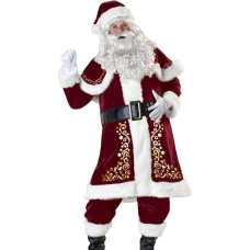 GEMVIE 9 dalių Kalėdų Senelio kostiumas Suaugusiųjų vyrų Kalėdų Senelio kostiumų rinkinys Santa Claus Cosplay Xmas Outfit