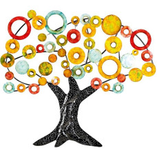 GILDE Wandrelief - Wand Dekoration - Bild XXL - Lebensbaum - mehrfarbig aus Metall - 84 x 90 cm