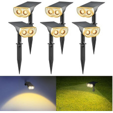 Linkind StarRayS Solar Spotlight Garden, 3000 K Warm White LED Solar Spotlight Auto On/Off, 350 lm Outdoor Solar Wall Light, IP67, Small LED Solar Spotlight, 2 Mounting for Tree, Flower Pot, Tree,