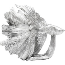 Kare Design Decorative Figurine Betta Fish, Silver, Decorative Object, Fish Motif, Small, Handmade, 37 x 34 x 14 cm (H x W x D)