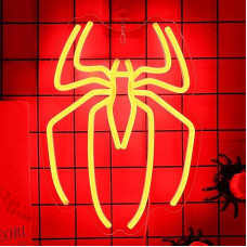OkiyiD Neon Spider Sign for Wall Decoration, Neon Lights for Bedroom for Living Room Office Game Film Room Colour - 5V USB Power with Hanging Chain Hook