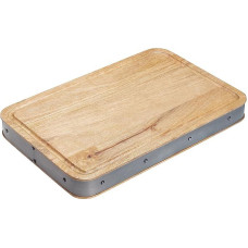 KitchenCraft Industrial Kitchen Schneideblock, Mangoholz mit Metallumrandung, Handgemacht, Rechteckig, aus recycelten Materialien, 48 x 32 x 5 cm