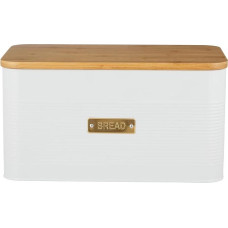 Typhoon OTTO Collection, Bread Bin with Lid, White, 10.5 L Storage Box Kitchen for Bread, Steel Bread Container with Lid, Storage Jars with Lid, Airtight Bamboo