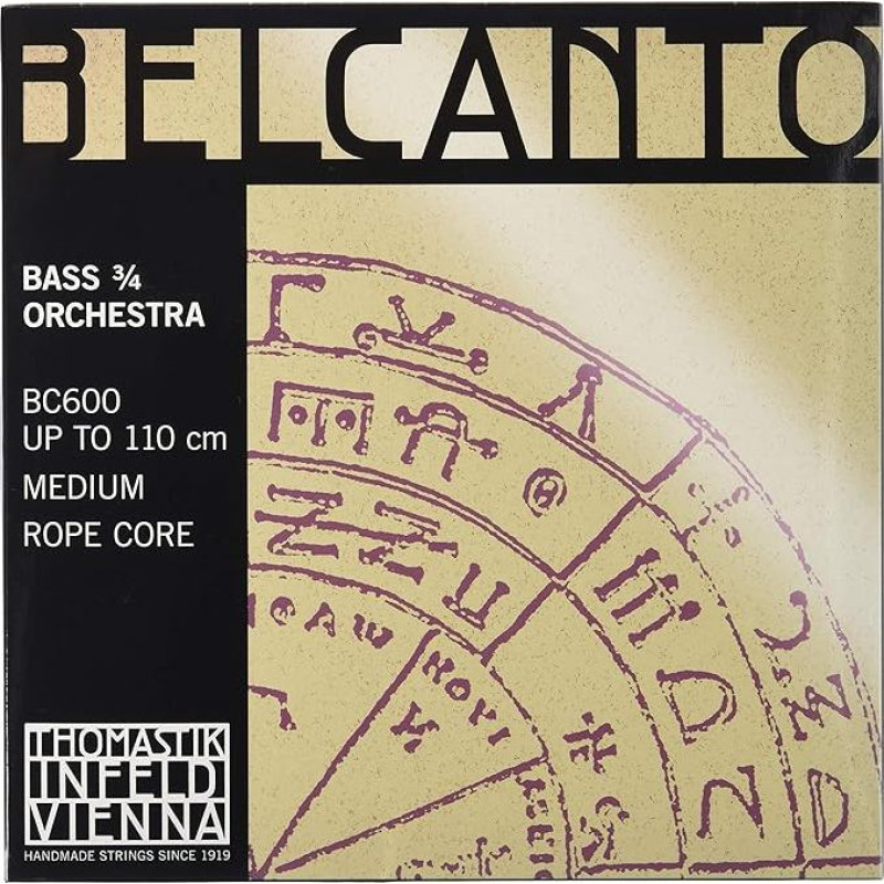 Thomastik 644660 Saiten für Kontrabass Belcanto Rope Core Orchesterstimmung, Satz 3/4 mittel für Mensur 1040-1060 mm / 41-41.7 Zoll
