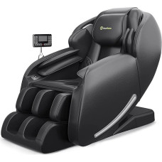 Real Relax Massage Chair, Full Body Massage with Heat Function, Zero Gravity SL Track Shiatsu Massage Chair with Reclining Function and Back Heating, Body Scan, Bluetooth, Foot Roller, Favor-06 Black
