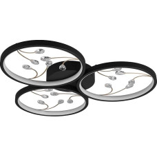 Trio Leuchten Groovy 642110332 LED Ceiling Light Metal Matte Black Crystal Glass with 30 Watt LED Switch Dimmer