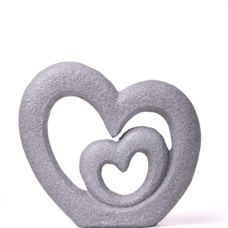 HAUCOZE Modern Decorative Sculpture Love Figures Gift Heart Statue Arts Living Room Art Polyresin Ornament 35 cm