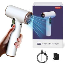 Plaukų džiovintuvas, belaidis plaukų džiovintuvas, nešiojamas USB įkraunamas plaukų džiovintuvas su 15000 mAh akumuliatoriumi, didelė vėjo galia, greitas džiovinimas, skirtas kelionėms, kolegijos bendrabučiui, lauke