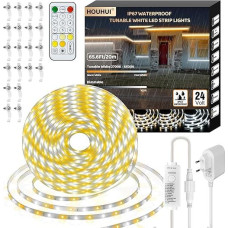 HOUHUI White LED Strip, Waterproof, IP67.20 Metres, 2700 K - 6500 K, Tunable White LED Strip with Remote Control, Warm to Cool White LED Strip for Home, Balcony, Deck, Roof, Pool