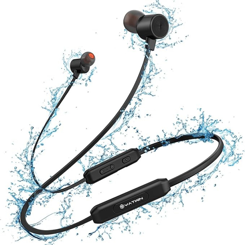 YATWIN Bluetooth Headphones Sport in Ear, Bluetooth 5.0 Sports Headphones with 16 Hours HiFi Sound IPX7 Waterproof Earbuds, Magnetic Ultralight Earphones with Noise Cancelling MEMS Microphone for