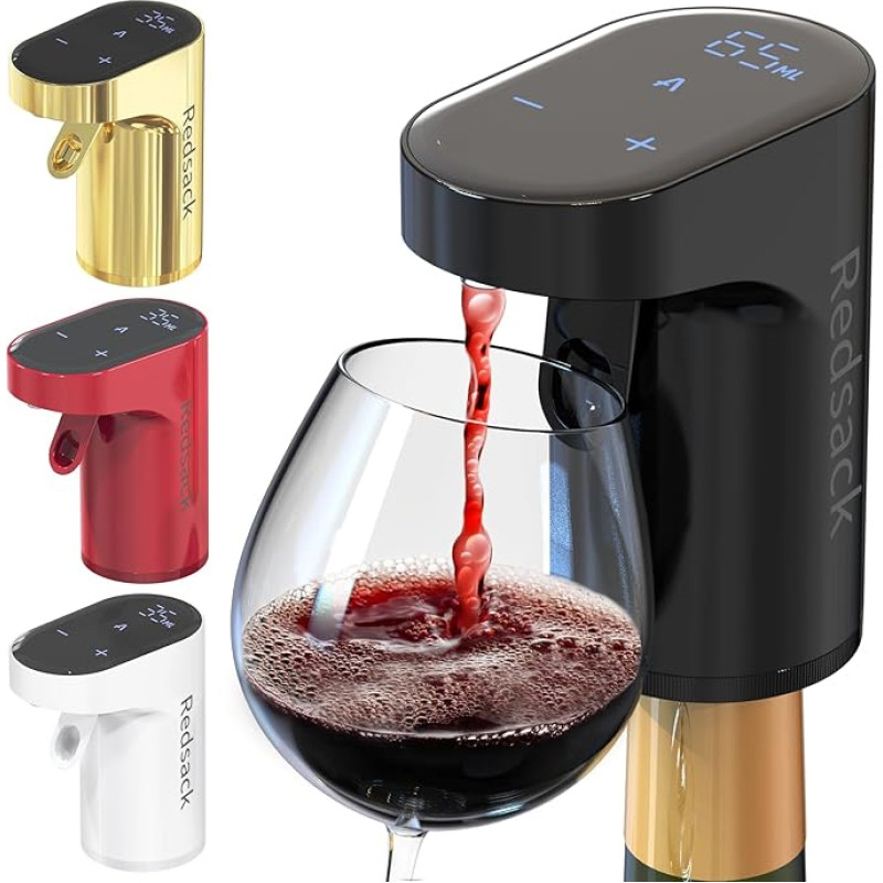 Redsack Electric Wine Decanter Aerator Dispenser Pourer Whiskey Liquor Pump Funny Unique Birthday Gift Men Women Mom Dad Boss Brother Husband (Black)