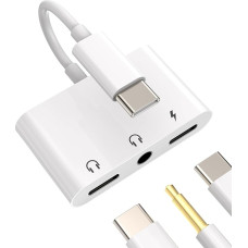 Adapteris USB C lizdas 3,5 mm ausinės (3-in-1) USB-C įkroviklis į ausines, DAC garso kabelis, suderinamas su 