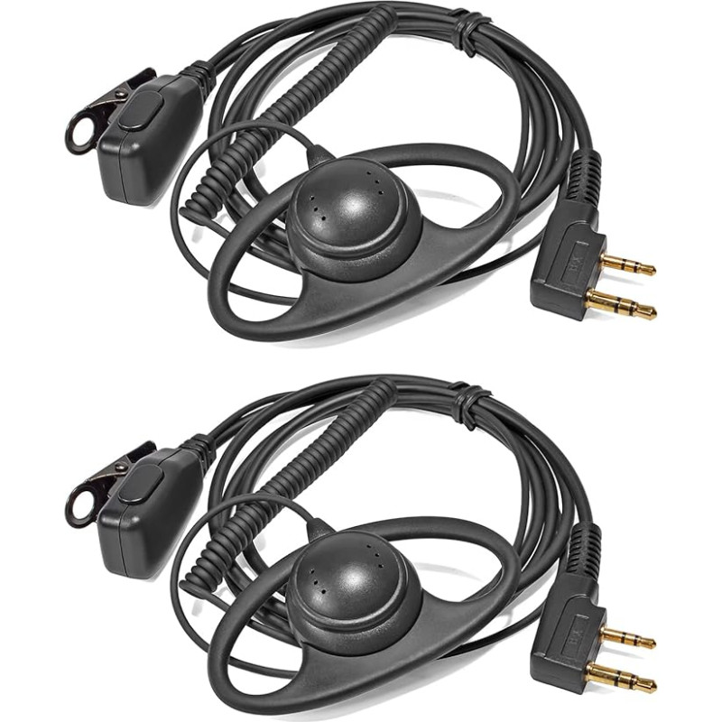 HYSHIKRA Walkie Talkie with D Shape Microphone Compatible with Baofeng UV5R 888S UV-82HP Kenwood 2 Way Radio (Pack of 2)
