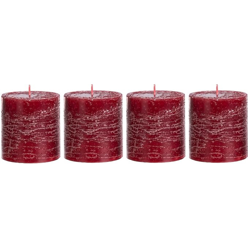 Brandsseller 4 žvakių rinkinys, 7 x 10 cm, kalėdinė žvakė, advento vainikas, bordo