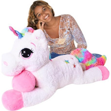 TE-Trend XXL Unicorn Stuffed Toy 110 cm - Perfect Unicorn Plush Toy for Creative Play & Dreamy Cuddly Hours - Unicorn Cuddly Toy for Hours of Fun - Plush Toy Unicorn