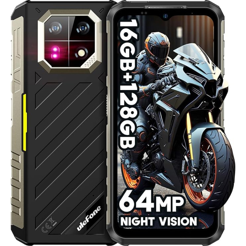 Ulefone Armor 22 Lauko išmanusis telefonas 16GB + 128GB/512GB SD Octa Core Android 13, 64MP + 64MP Naktinis matymas 6600mAh 6,58 colių 120Hz Vandeniui atsparus statybvietės Mobilusis telefonas be sutarties 4G Dual SIM